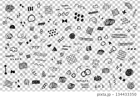 Hand-drawn doodle material illustration vector set decoration ornament accent one point background design 134433350