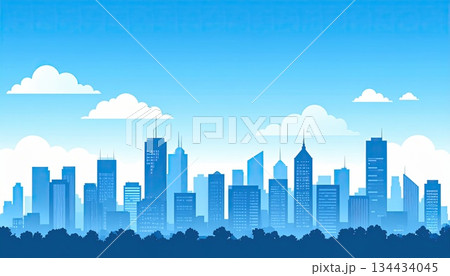 《AI画像》青空が広がる都市風景 134434045