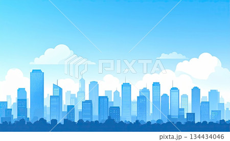 《AI画像》青空が広がる都市風景 134434046