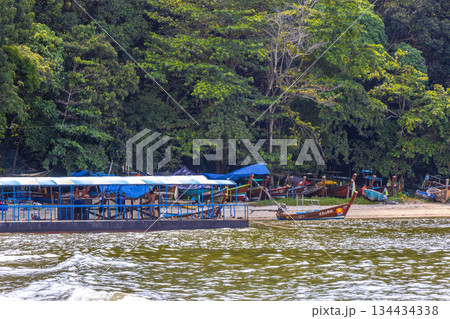Longtail boat long tail boats at jungle Patong Beach Thailand. 134434338