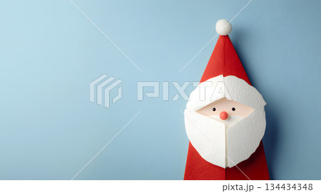 サンタクロースを配置したシンプルなクリスマスデザイン素材 134434348