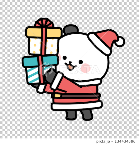 熊貓聖誕老人手提禮物的插圖 熊貓聖誕老人手提禮物的插圖 134434396