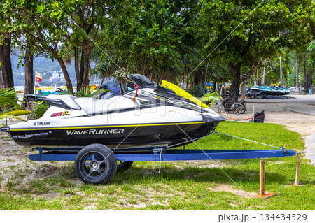 Jet ski jetski and turquoise blue water Patong Beach Thailand. 134434529