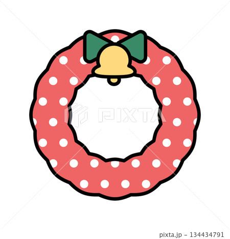 シンプルなクリスマスリースのイラスト シンプルなクリスマスリースのイラスト 134434791