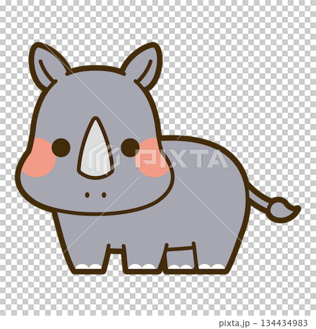 かわいいサイのイラスト 134434983