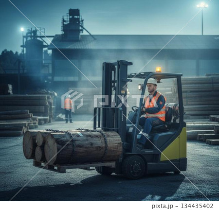 フォークリフト運転手の様々な作業 フォークリフト運転手の様々な作業 134435402