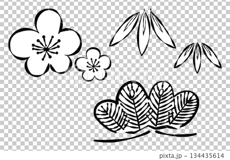 松竹梅のしめ縄（輪飾り）のイラスト 134435614