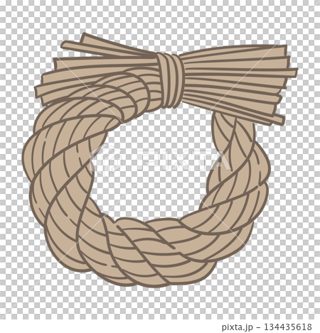 しめ縄（輪飾り）の線ありイラスト 134435618