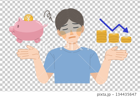 一幅描繪儲蓄減少的男子的插圖 134435647