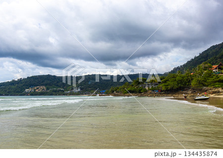 Patong Beach Phuket with turquoise blue water white sand Thailand. Patong Beach Phuket with turquoise blue water white sand Thailand. 134435874