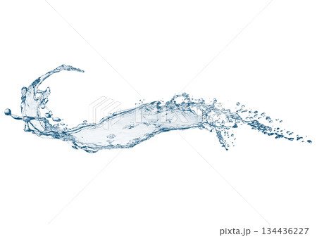 透明感のある水しぶきと波のダイナミックな形状の3dイラスト 134436227