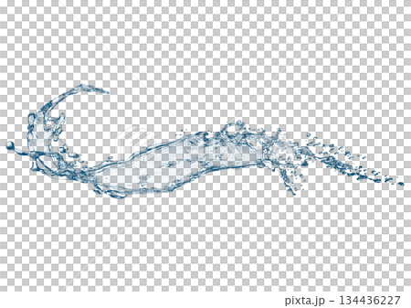 透明感のある水しぶきと波のダイナミックな形状の3dイラスト 134436227