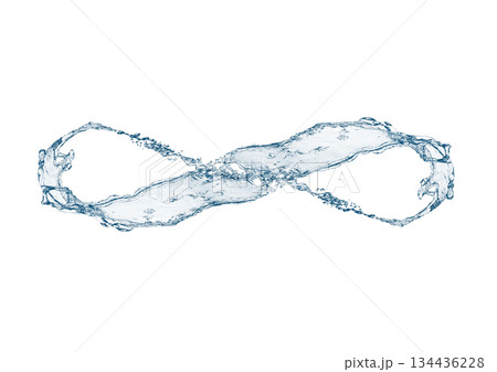 透明感のある水しぶきと波のダイナミックな形状の3dイラスト 134436228