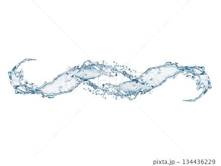 透明感のある水しぶきと波のダイナミックな形状の3dイラスト 134436229