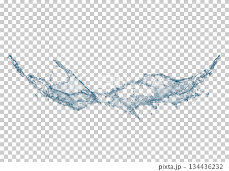 透明感のある水しぶきと波のダイナミックな形状の3dイラスト 透明感のある水しぶきと波のダイナミックな形状の3dイラスト 134436232
