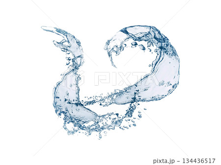 透明感のある水しぶきのダイナミックな形状の3dイラスト 134436517