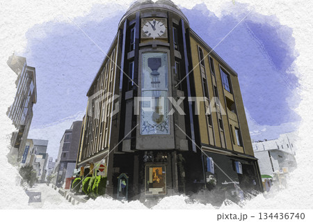 水彩画風 松本 松本市時計博物館 長野県松本市 水彩画風 松本 松本市時計博物館 長野県松本市 134436740