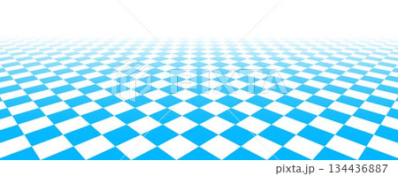 Blue checkerboard floor fading in perspective. Pool checkered tile pattern background. Vintage empty bath room checker stage. Retro chess board grid plane surface. Vector vanishing kitchen floor Blue checkerboard floor fading in perspective. Pool checkered tile pattern background. Vintage empty bath room checker stage. Retro chess board grid plane surface. Vector vanishing kitchen floor 134436887