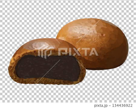 Stacked tea manju (one and cross section) 134436922