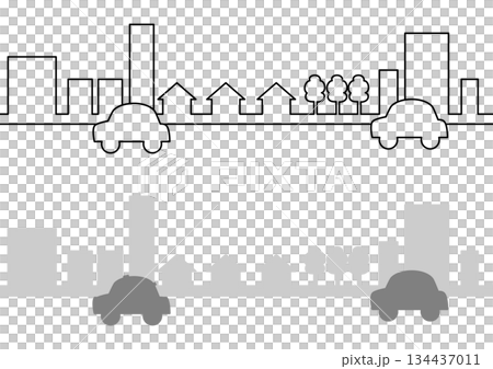 現代城市景觀和交通,城市和住宅區行駛的汽車輪廓,線條畫集 現代城市景觀和交通,城市和住宅區行駛的汽車輪廓,線條畫集 134437011