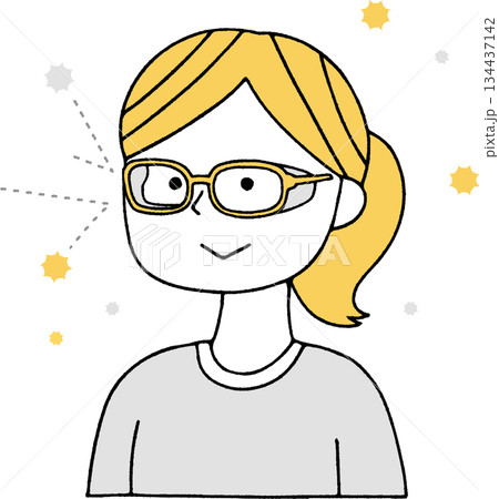 花粉保護メガネをした女の子単色 134437142