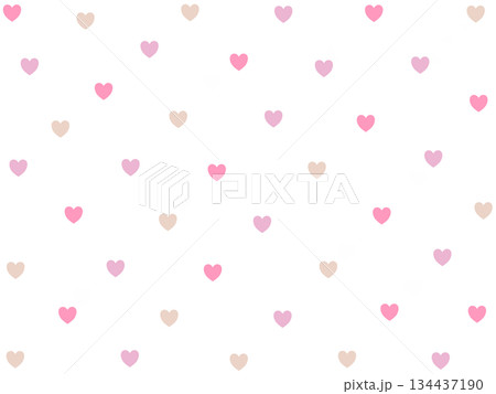 ピンクのハート柄のバレンタイン背景｜かわいいパステル風パターン素材 134437190
