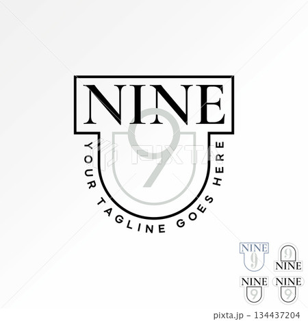 Text nine number 9 typography calligraphy celebration year font party decor logo design graphic concept creative premium vector stock image top sell 134437204