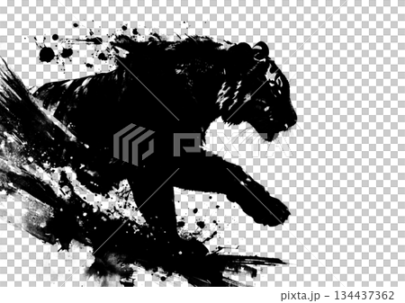 墨水繪製的抽像老虎輪廓插圖 134437362