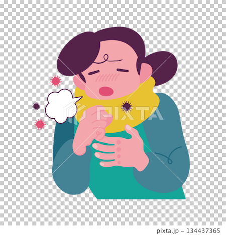 Illustration of a person coughing Illustration of a person coughing 134437365