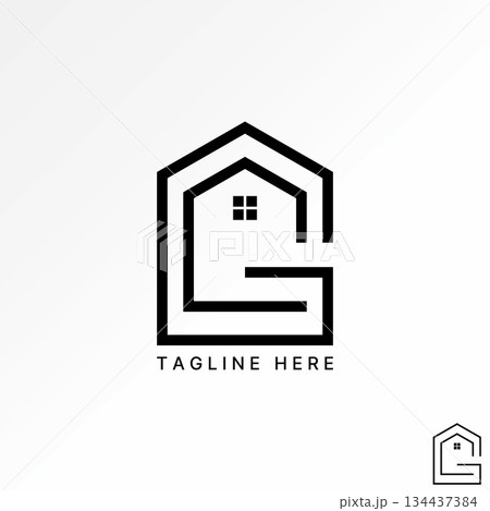 Simple line out home initial G font house agency architect development symbol logo design graphic concept creative premium vector stock image top sell 134437384