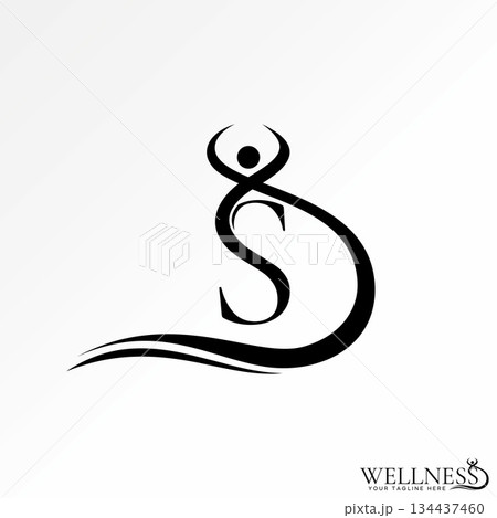 Initial S serif font social active human wellness body silhouette healthcare logo design graphic concept creative premium vector stock image top sell Initial S serif font social active human wellness body silhouette healthcare logo design graphic concept creative premium vector stock image top sell 134437460