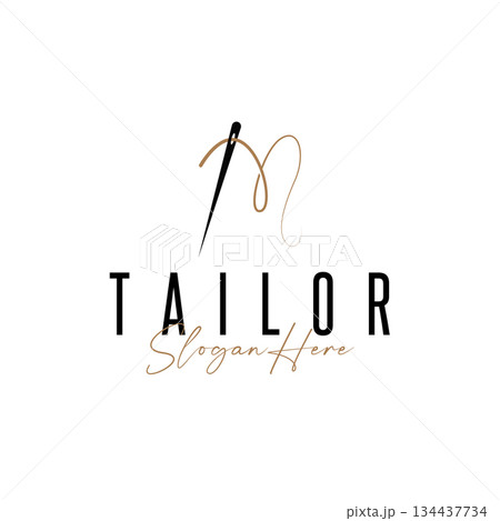 Tailor Logo, Needle and Thread Vector, Retro Vintage Simple Minimalist Old Inspiration Design Tailor Logo, Needle and Thread Vector, Retro Vintage Simple Minimalist Old Inspiration Design 134437734