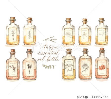 アンティークアロマボトル・レトロな雰囲気の精油瓶 134437832