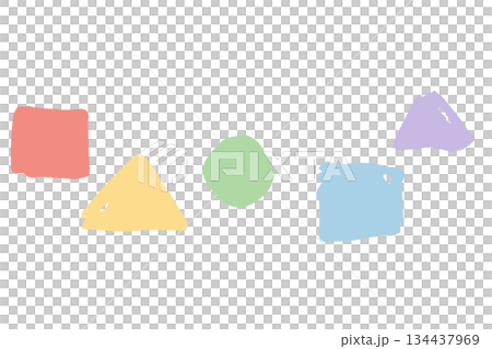 Easy hand-drawn line material series | Random lines of circles, triangles, and squares 134437969