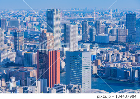 【東京都】東京都市風景・旧築地市場付近 134437984