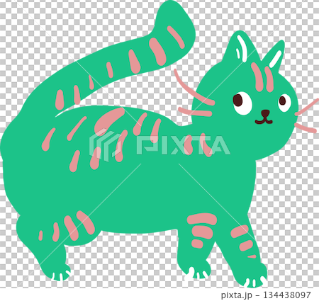 一隻可愛的貓咪行走的插圖 134438097