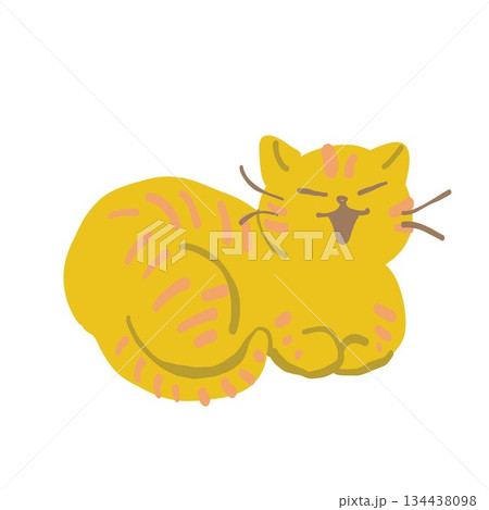 くつろぐ茶トラ猫のかわいいイラスト くつろぐ茶トラ猫のかわいいイラスト 134438098