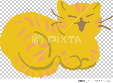 くつろぐ茶トラ猫のかわいいイラスト くつろぐ茶トラ猫のかわいいイラスト 134438098