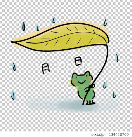 日付を書ける、かわいい雨宿りカエル 134438709