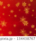 金色雪の結晶赤バック_リアルタッチ_正方形 134438767