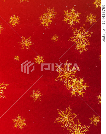 金色雪の結晶赤バック_リアルタッチ_縦 134438769