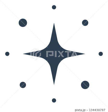 Dark sparkle star icon with surrounding dots on transparent background Dark sparkle star icon with surrounding dots on transparent background 134438787