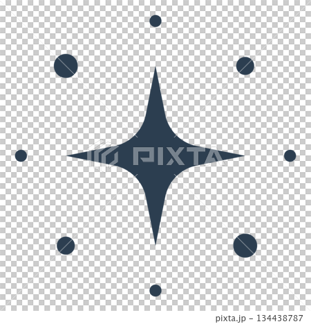 Dark sparkle star icon with surrounding dots on transparent background Dark sparkle star icon with surrounding dots on transparent background 134438787