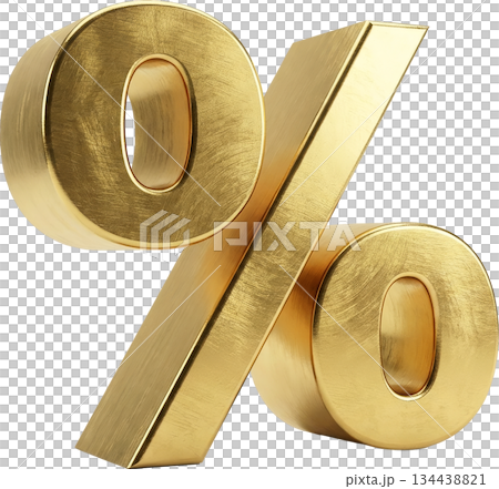 Luxury Gold 3D Commerce and Award Objects Isolated 134438821