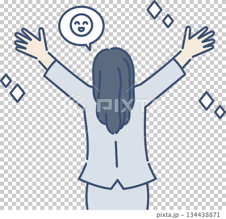 圖：一位女商人從背後歡呼雀躍 134438871