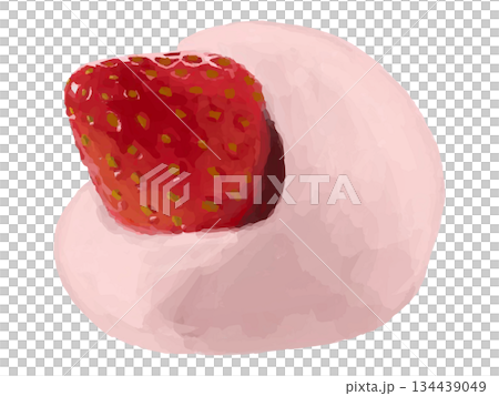 草莓大福插圖(粉紅色) 草莓大福插圖(粉紅色) 134439049