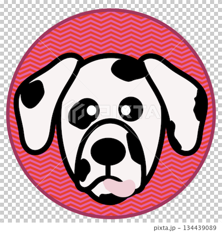 以圓形為背景的達爾馬提亞犬面部插圖 以圓形為背景的達爾馬提亞犬面部插圖 134439089