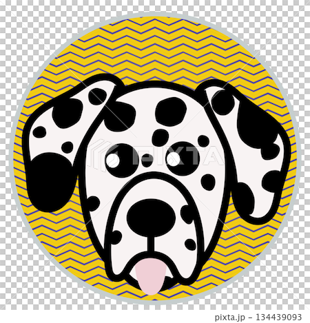 以圓形為背景的達爾馬提亞犬面部插圖 134439093
