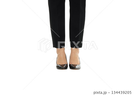 Female legs in black pants on a white surface, PNG Female legs in black pants on a white surface, PNG 134439205
