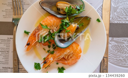 Delicious Seafood Delights A Culinary Symphony of Shrimp and Mussels for Fine Dining Delicious Seafood Delights A Culinary Symphony of Shrimp and Mussels for Fine Dining 134439260